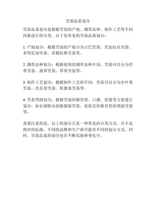 雪茄品系划分