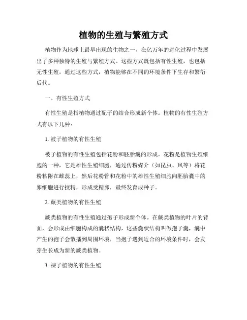 植物的生殖与繁殖方式