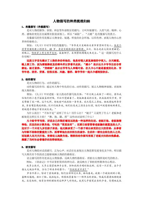 小学语文人物描写知识点归纳
