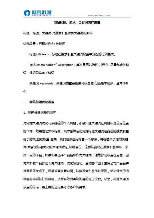 网站标题、描述、关键词设置技巧