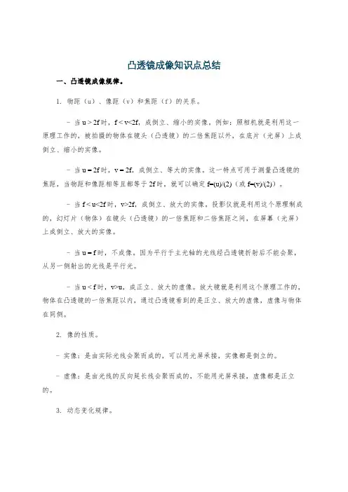 凸透镜成像知识点总结