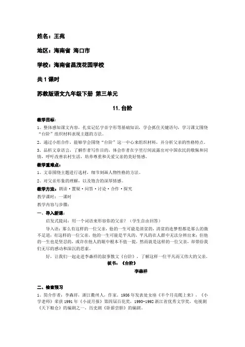 台阶----父亲平凡而又伟大的一生