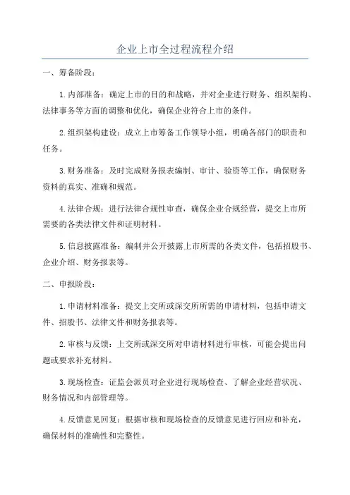 企业上市全过程流程介绍
