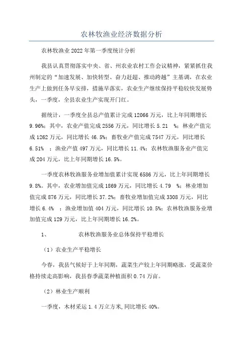 农林牧渔业经济数据分析