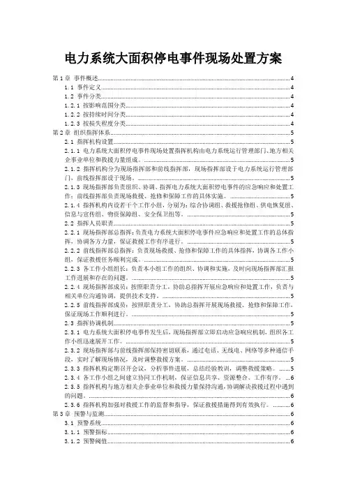 电力系统大面积停电事件现场处置方案