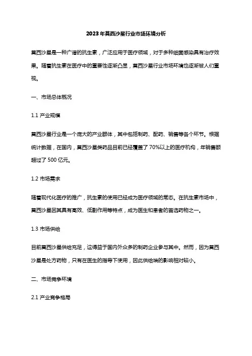 2023年莫西沙星行业市场环境分析