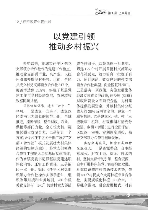 以党建引领推动乡村振兴