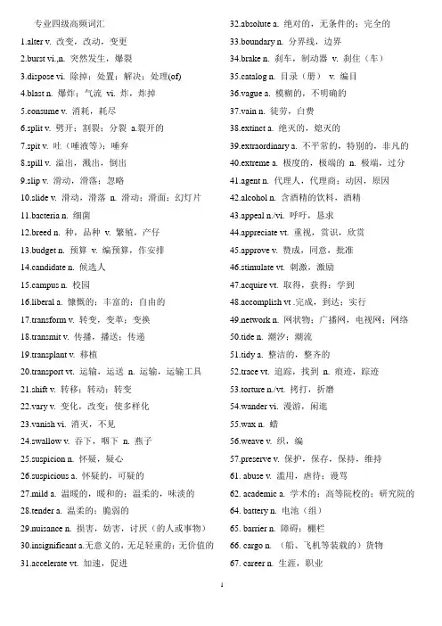 2014年专四考试高频词汇