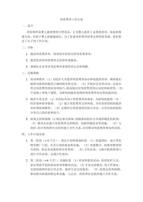 母乳喂养工作计划