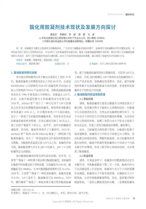 酸化用胶凝剂技术现状及发展方向探讨