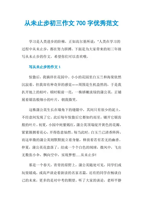 从未止步初三作文700字优秀范文