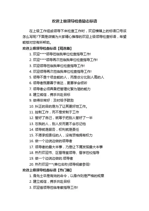 欢迎上级领导检查励志标语