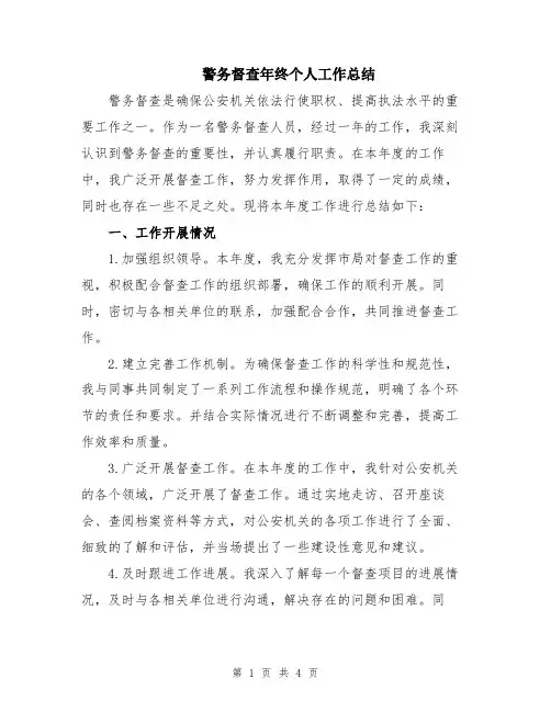 警务督查年终个人工作总结