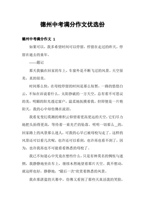 德州中考满分作文优选份