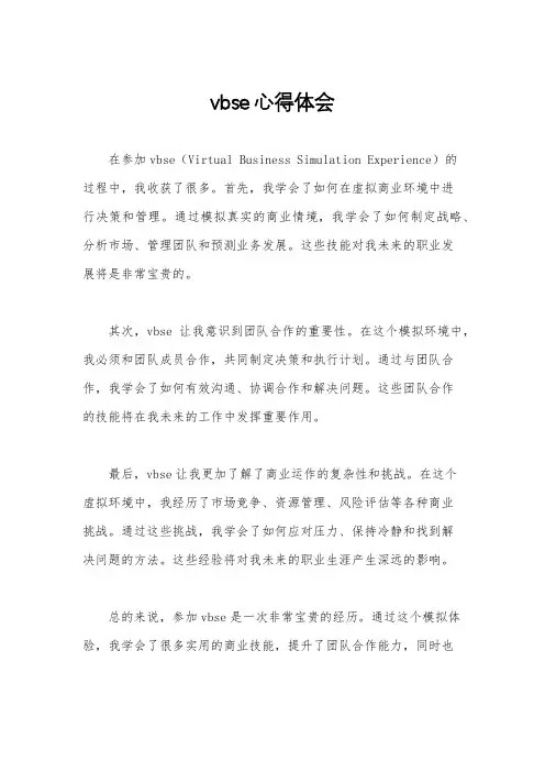 vbse心得体会