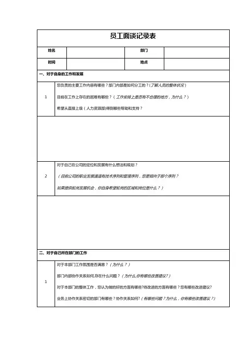 员工访谈记录表