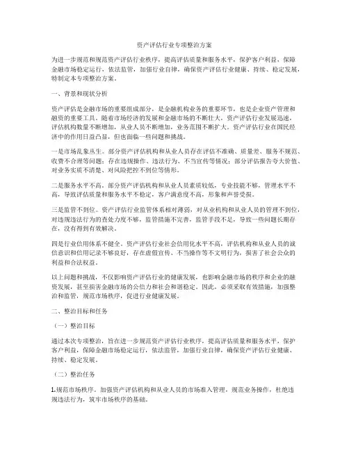 资产评估行业专项整治方案