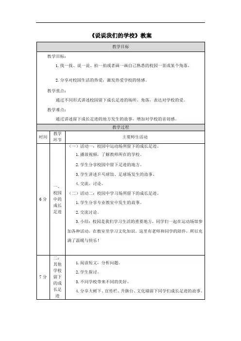 《说说我们的学校》教案