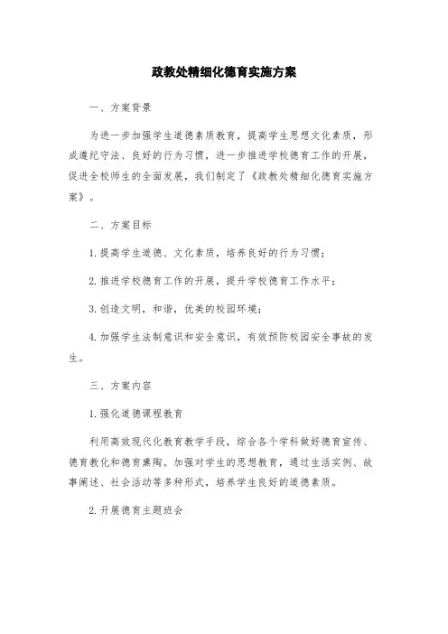 政教处精细化德育实施方案