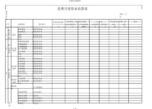 月度资金预算表