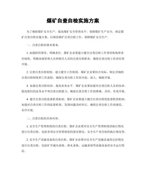 煤矿自查自检实施方案