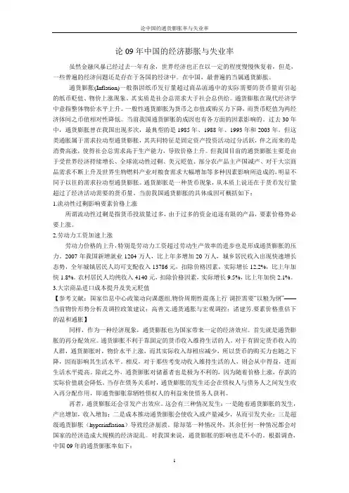 论09年中国的经济膨胀与失业率