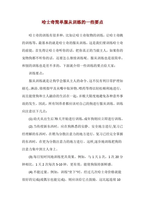 哈士奇简单服从训练的一些要点