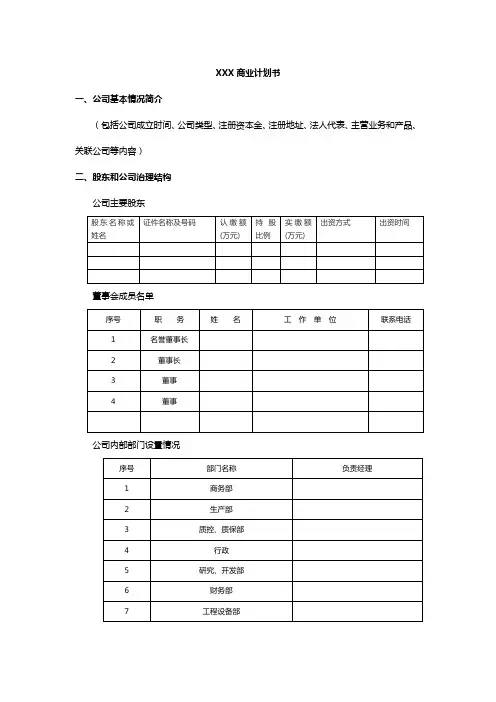 商业计划书-模板