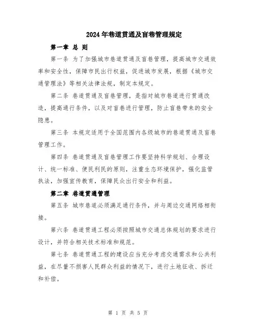 2024年巷道贯通及盲巷管理规定