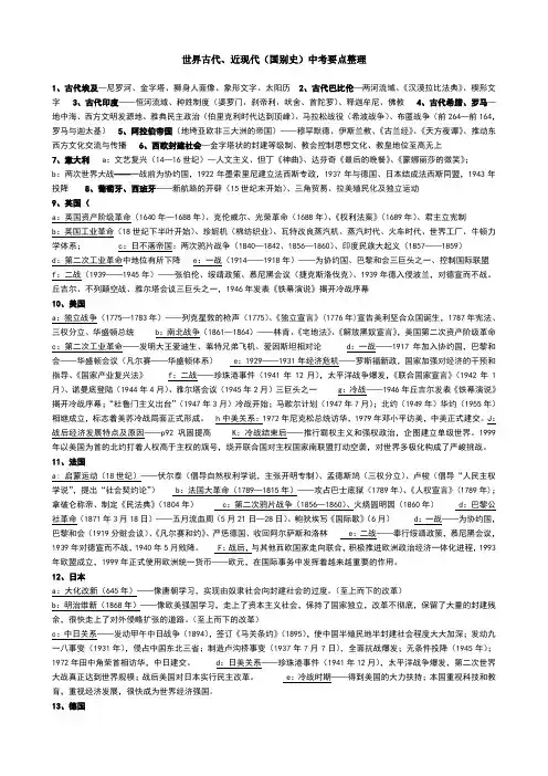 世界古代史、近现代史中考要点整理