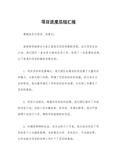 项目进度总结汇报