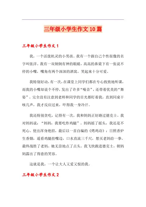 三年级小学生作文10篇
