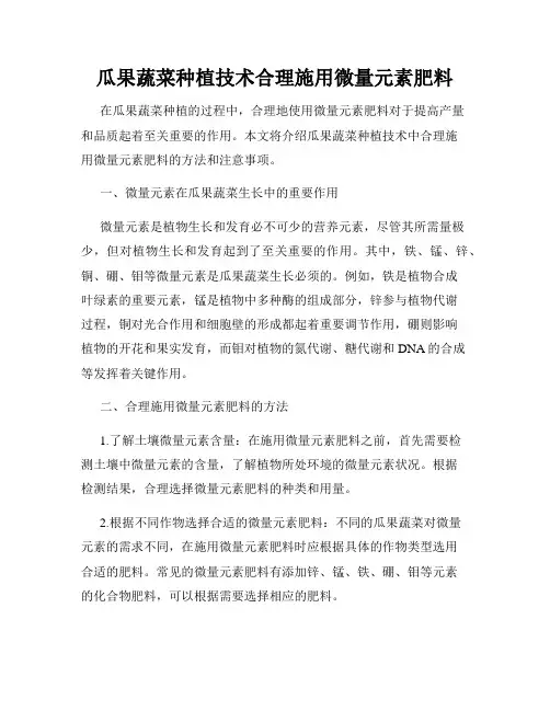 瓜果蔬菜种植技术合理施用微量元素肥料