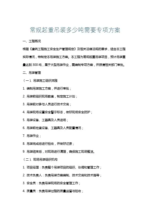 常规起重吊装多少吨需要专项方案
