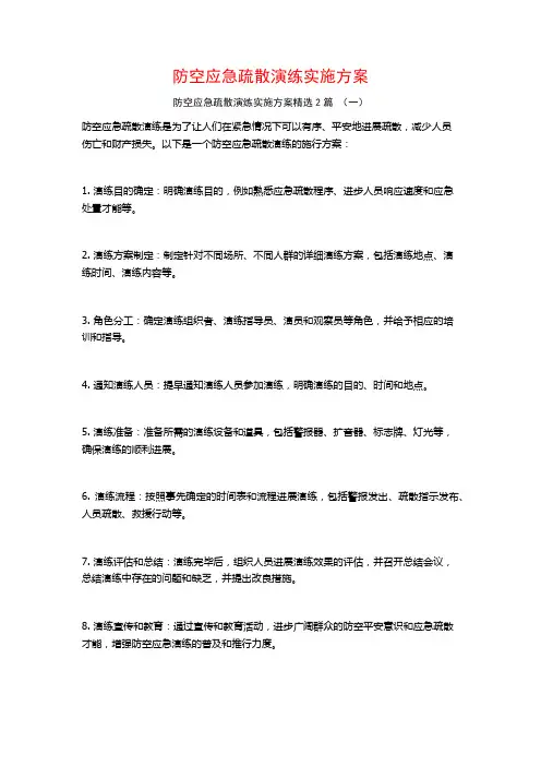 防空应急疏散演练实施方案2篇