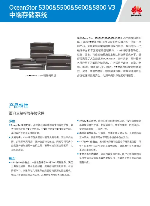 华为OceanStor 5300  5500  5600  5800 V3中端存储系统彩页