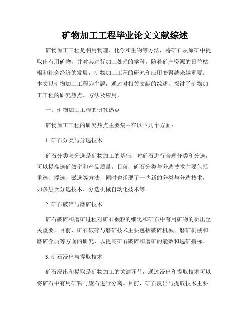 矿物加工工程毕业论文文献综述