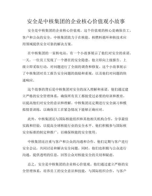 安全是中核集团的企业核心价值观小故事
