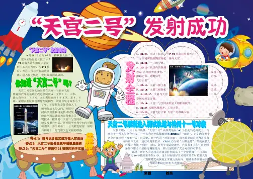 天宫二号发射成功科技电子小报模板科学在我身边手抄报生活中的科普知识探索创新自然天文动物植物A4
