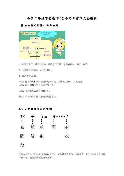 小学二年级下册数学12个必考重难点全解析