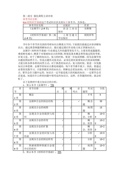 北京科技大学材料学院初试材科考研机构内部讲义