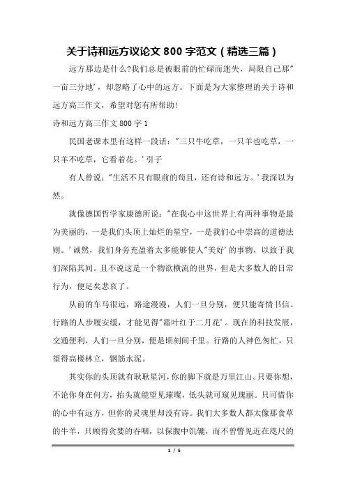 关于诗和远方议论文800字范文(精选三篇)