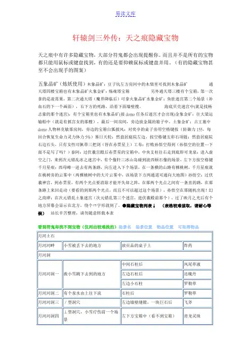 轩辕剑三外传：天之痕隐藏宝物