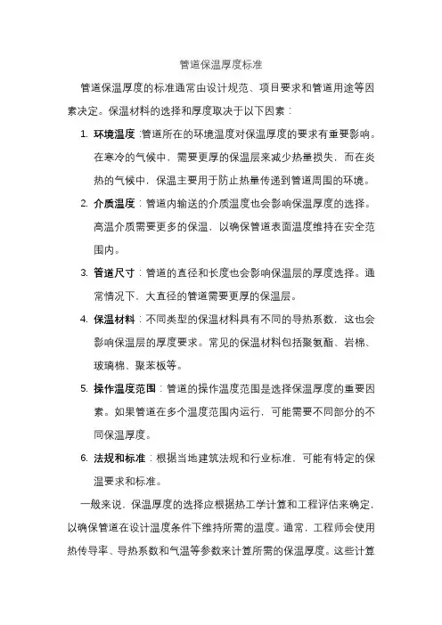 管道保温厚度标准