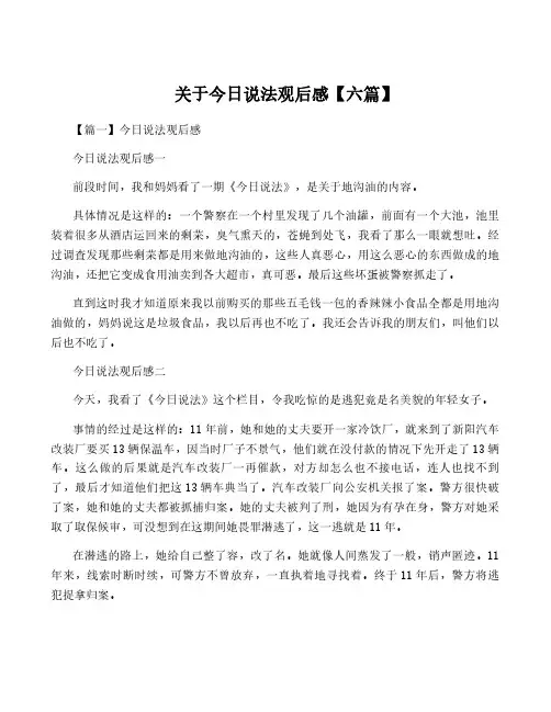 关于今日说法观后感【六篇】