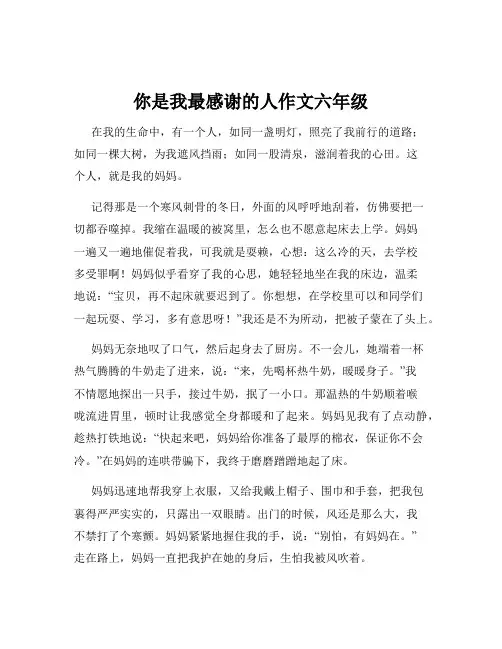 你是我最感谢的人作文六年级
