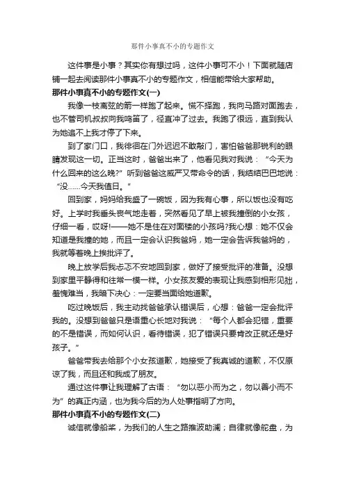 那件小事真不小的专题作文