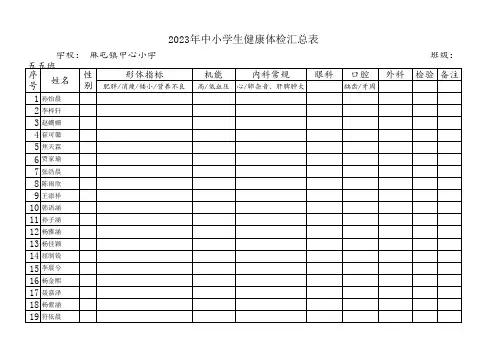 五五班中小学生体检汇总表