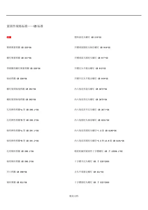 紧固件GB大全以及美制英制德标对照表