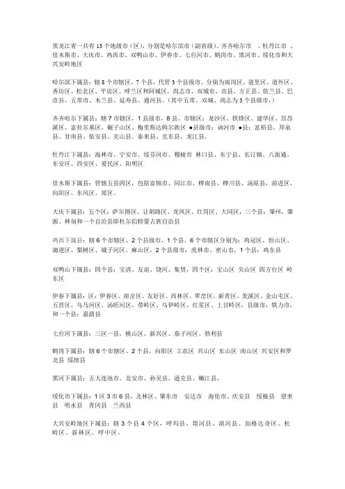 黑龙江省市县